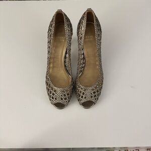 STUART WEIRZMAN Leather Open Toe Heel